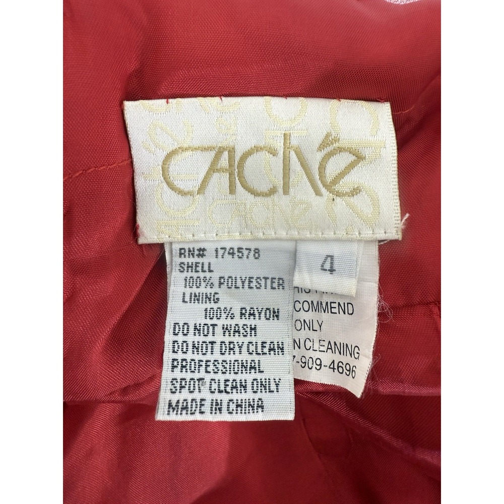 VTG Y2K Cache Red Pink Ombre Beaded Gown Dress Mesh Overlay Womens Size 4 FLAWS - Picture 3 of 16